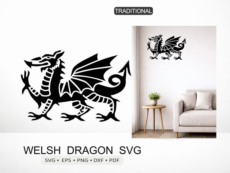 Welsh Dragon SVG | Wales Emblem Cut File for Cricut, Silhouette & Laser ...