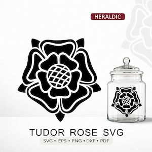 Tudor-Rose SVG | Heraldik-Datei für Cricut, Silhouette und Lasergravur | DXF, PDF, PNG, EPS (Digitaler Download)