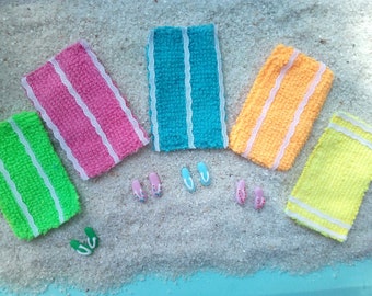 Fairy Garden Striped Beach Towel for Miniature Garden