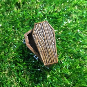 Miniature Coffin - Wood Coffin - Miniature - Fairy Garden - Fairy Garden Coffin - Resin