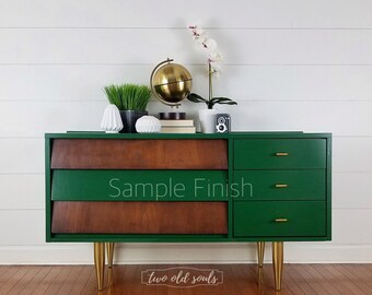 Sold Mid Century Modern Dresser Emerald Painted Lowboy Etsy