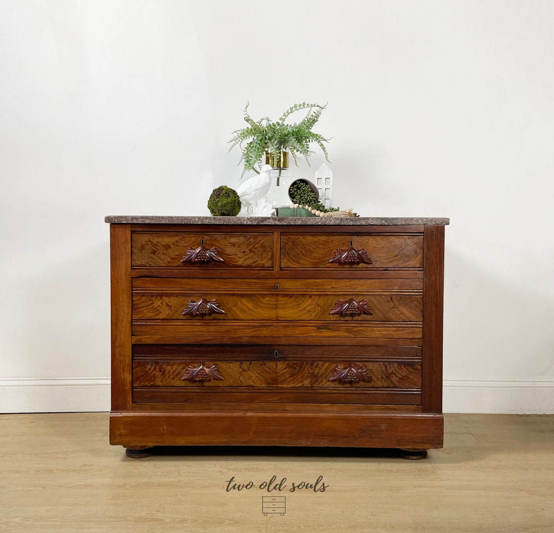 Antique Eastlake Dresser With Marble Bedroom or Entryway Storage ...