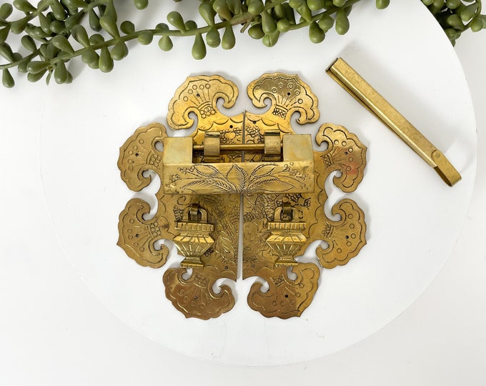Vintage Asian Furniture 2 Part Pulls and Pad Lock With Key