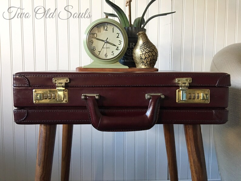 Midcentury Modern End Table Steampunk Briefcase Table Etsy
