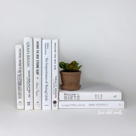 White Decorative Book Black And Silver Hardcover Decorative Etsy