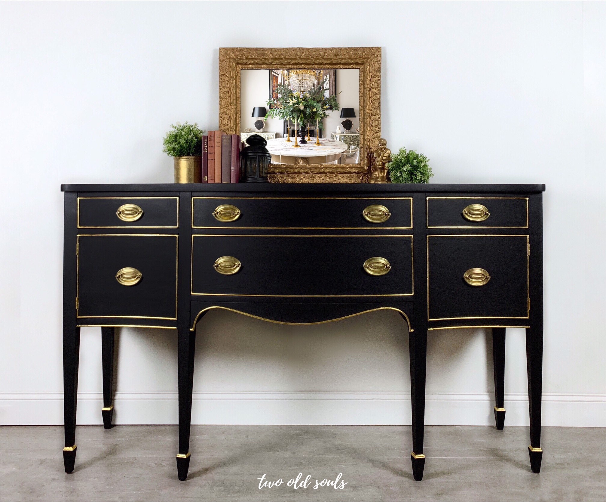Black Dining Room Buffet Vintage Mahogany Duncan Phyfe Style Etsy