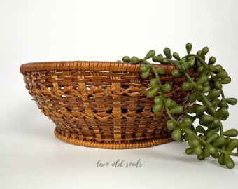 Vintage Hand Woven Basket for Farmhouse and Boho Decor Shelf or Wall Display