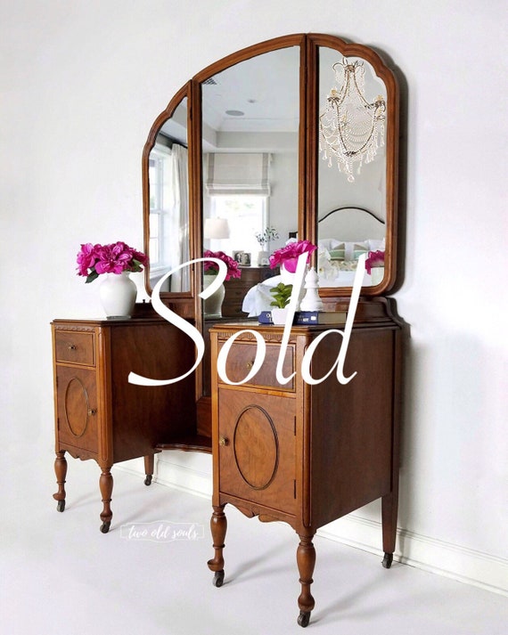 SOLD 6 Drawer Vintage Vanity Antique Dressing Table Etsy image 0 - SOLD 6 Drawer Vintage Vanity Antique Dressing Table Etsy