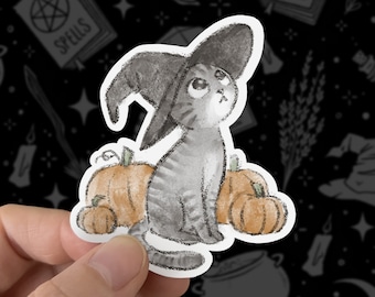 Cat Witch STICKER and MAGNET