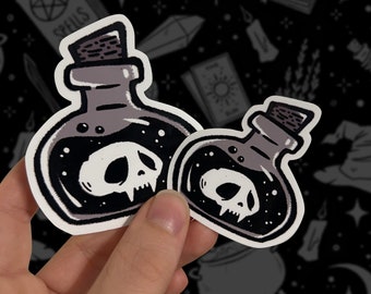 Potion Skull Glossy Sticker - Spooky Halloween Witchcraft Decor