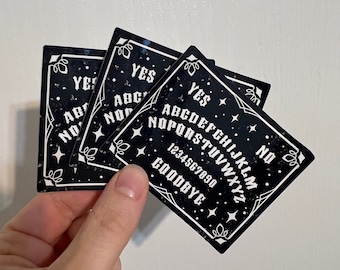 Sticker brillant planche de ouija : décoration d'Halloween sorcellerie effrayante