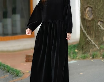 Very Soft Black Corduroy Women's Dress With Floral Trim, by Lazy Frog  Designs ..plus Size - Etsy