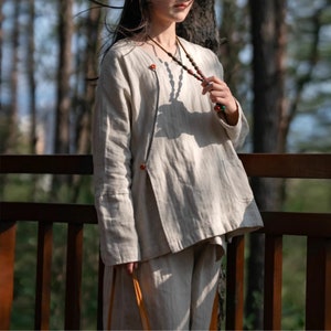 100% Linen Kimono Coat Linen Duster Vintage Linen Cardigan Linen Wrap Shirt, Oversized Linen Short Jacket, Comfy and Soft Linen Clothing image 1
