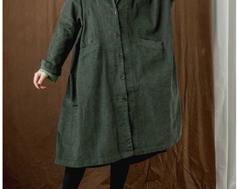 Handmade Corduroy Trench Coat: Oversized Retro Fall Jacket