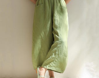 Pantalones anchos de lino: pantalones holgados de estilo vintage