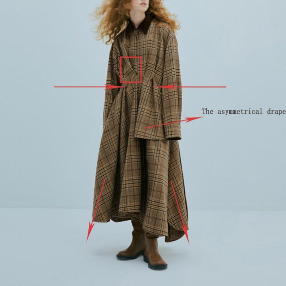 asymmetrical plaid dress Puffy Sleeves Asymmetrical Plaid Jacket/dress