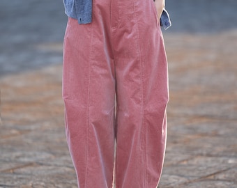 Spring Fall Corduroy Pants, Soft Casual Loose Walk Pants, Wide Leg Pant Elastic Waist Pants, Warm Trousers Cotton Pants Vintage Harem Pants