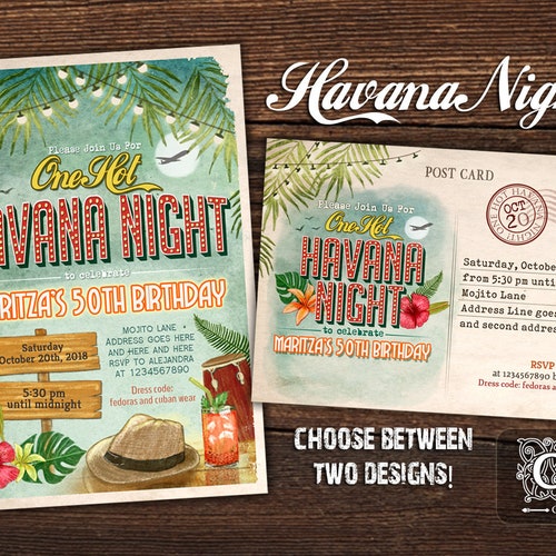 Havana Nights Party Havana Night Birthday Party Invitation | Etsy