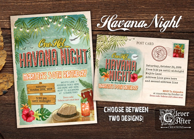 Havana Nights Invitation One Hot Havana Night Party Invite Etsy