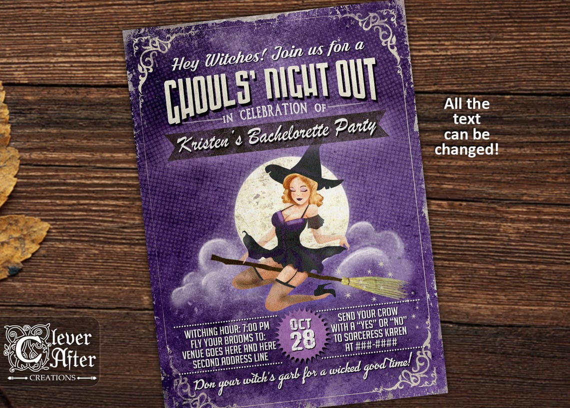 Halloween Bachelorette Party Invitation Sexy Witch Bridal Etsy