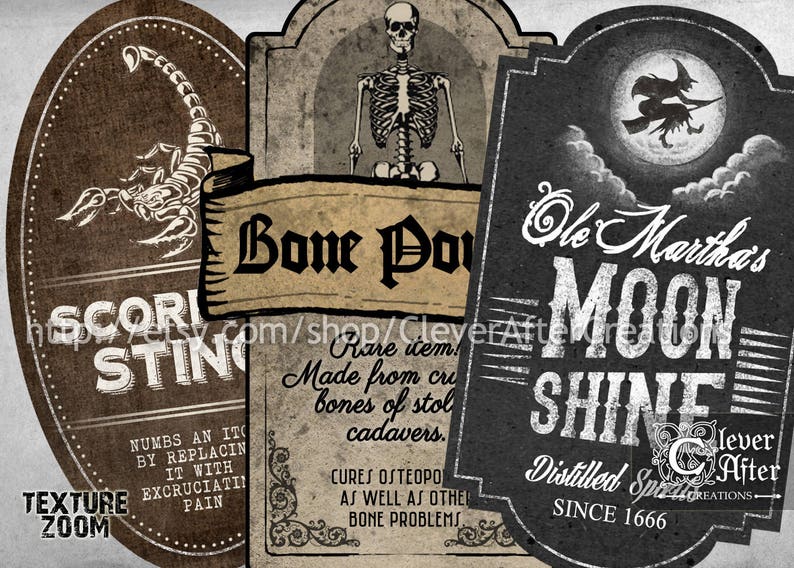 Apothecary Labels Witch's Apothecary Vintage Bottle Label | Etsy