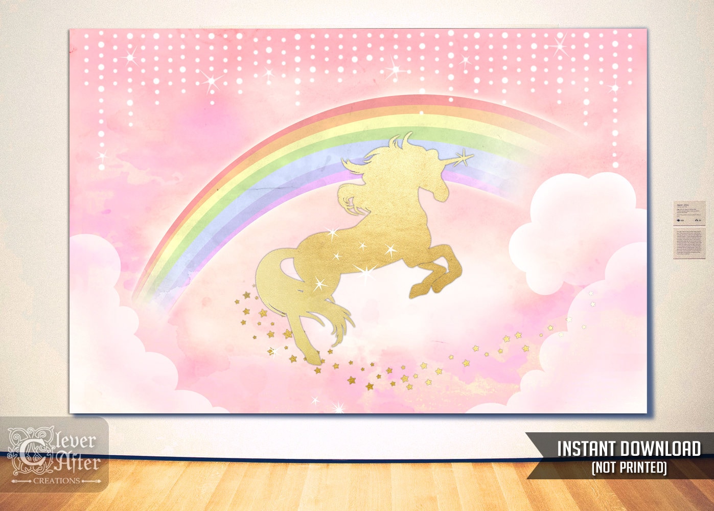 unicorn backdrop instant download unicorn and rainbow