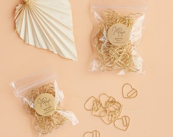 Gold Heart Paperclips | Paperclip Set | Heart Shaped Paperclip