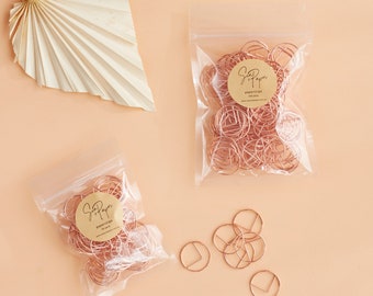 Rose Gold Circle Paperclips | Rose Gold Circle paperclip set | Shaped Paperclip | Pink Paperclips