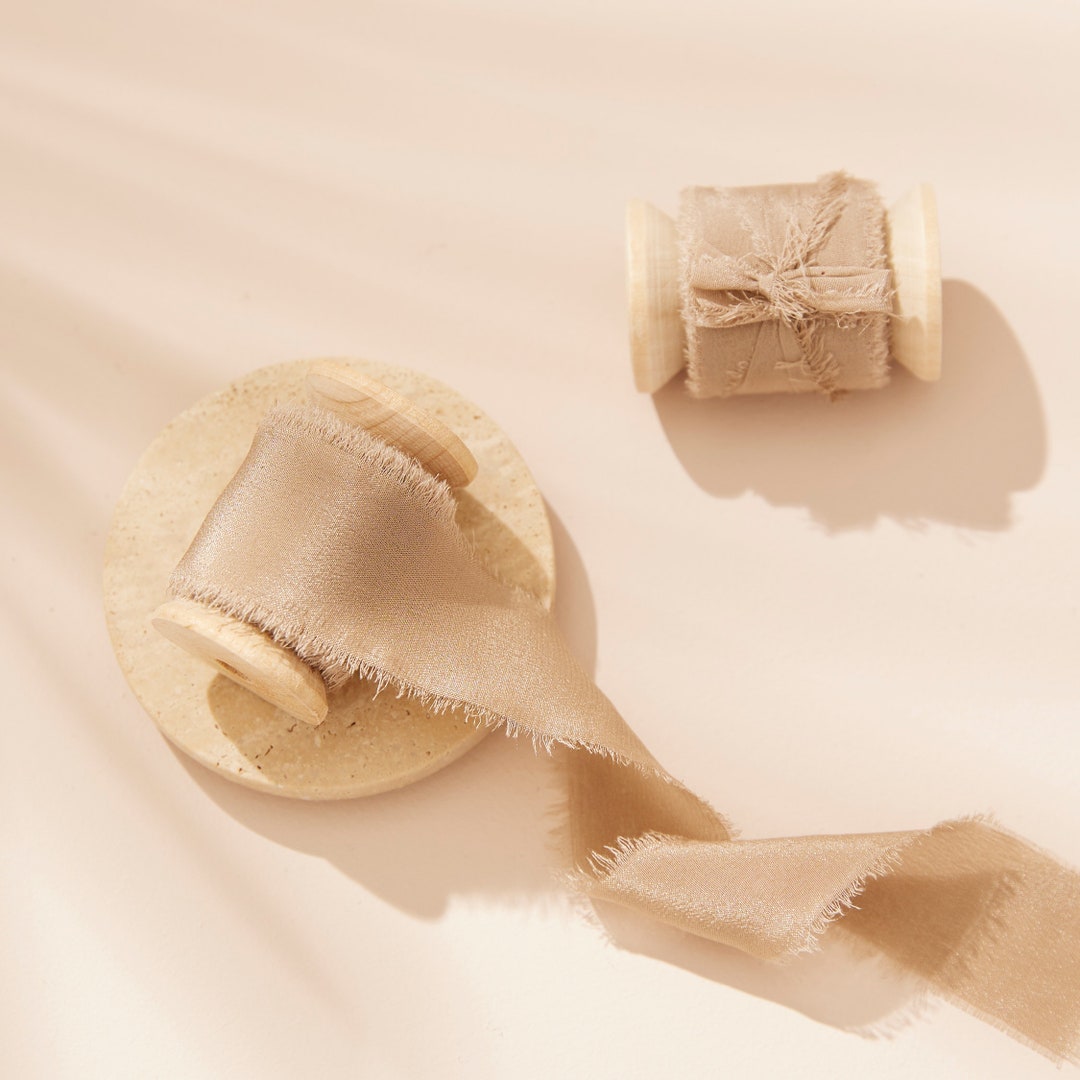 Latte / Silk Habotai Ribbon Rollo de 5 metros / Ramos de boda y ...