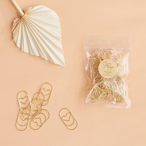 Clips de papel con forma de corazón ovalado grande - Clips dorados / dorados