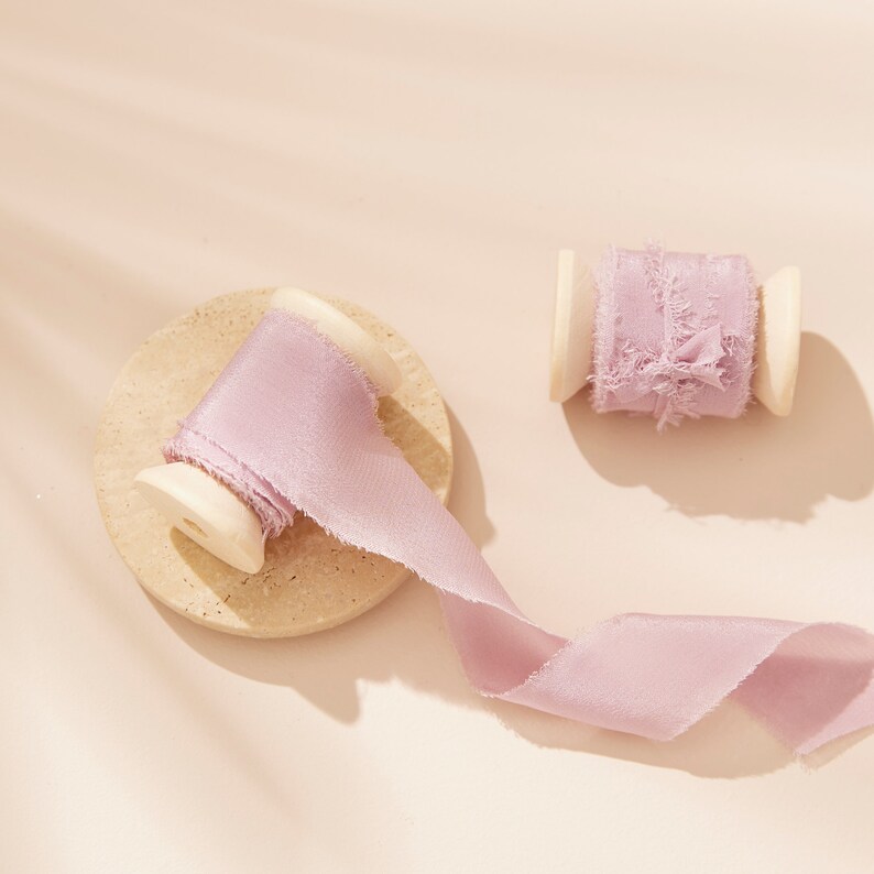 Lilac 100% Silk Ribbon 5meter Roll Wedding bouquets, Wedding stationery image 1
