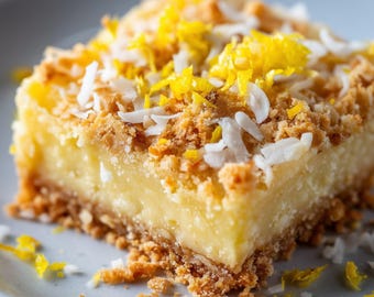 Vegan No Bake Lemon Coconut Bars Recipe PDF, Dairy Free Dessert, Easy Creamy Treat, Digital Download + Free Bonus