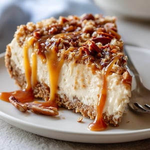 No Bake Caramel Pecan Cheesecake Recipe PDF, Easy Holiday Dessert, Creamy Treat, Digital Download + Free Bonus