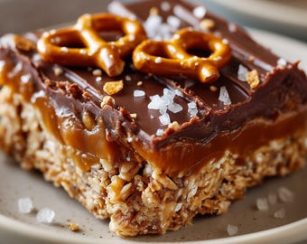 Recept pdf met gezouten karamel-krakelingrepen zonder bakken, eenvoudig zoet en hartig dessert, digitale download + gratis bonus