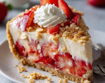 Ricetta PDF per cheesecake alle fragole senza cottura, dessert estivo cremoso, dolce facile da preparare, download digitale + bonus gratuito