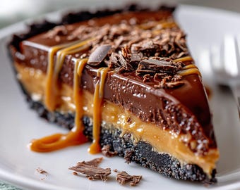 No Bake Caramel Chocolate Tart Recipe PDF, Easy Chocolate Dessert, Creamy Tart Treat, Digital Download + Free Bonus