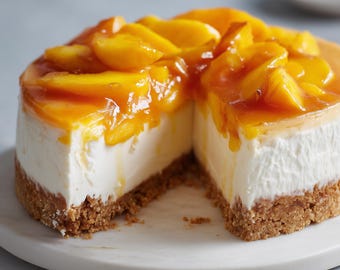 Peach Cheesecake Recipe PDF, Creamy No Bake Summer Dessert, Easy Fruity Treat, Digital Download + Free Bonus