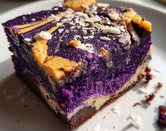 Ube Halva Swirl Brownies Recipe PDF, Coconut Flakes, Unique Colorful Dessert, Easy Sweet Treat, Digital Download + Free Bonus