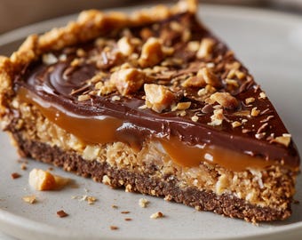 No Bake Caramel Crunch Tart Recipe PDF, Easy Chocolate Dessert, Creamy Tart Treat, Digital Download + Free Bonus