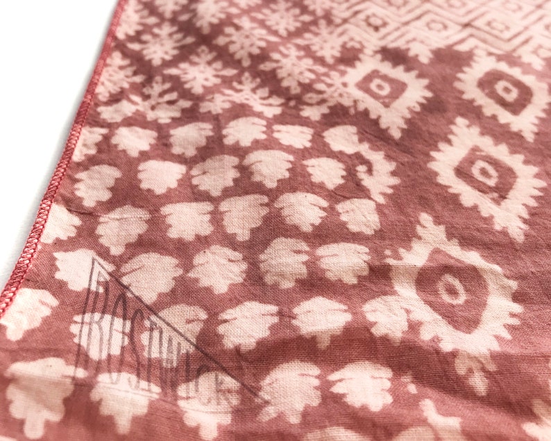 Sienna Rose Pink Block Printed Bandana Scarf Wrap Headband Neckerchief Neck Tie