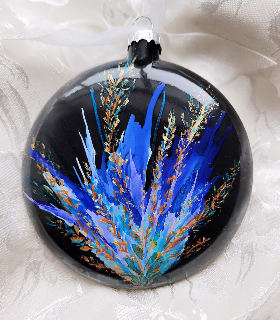 NEW Unique ORIGINAL 4 Glass Disc Ornament Hand Painted Etsy