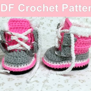 Baby Girl Boots Crochet Pattern, Fur Trimmed Winter Boots, Baby Snow Boots