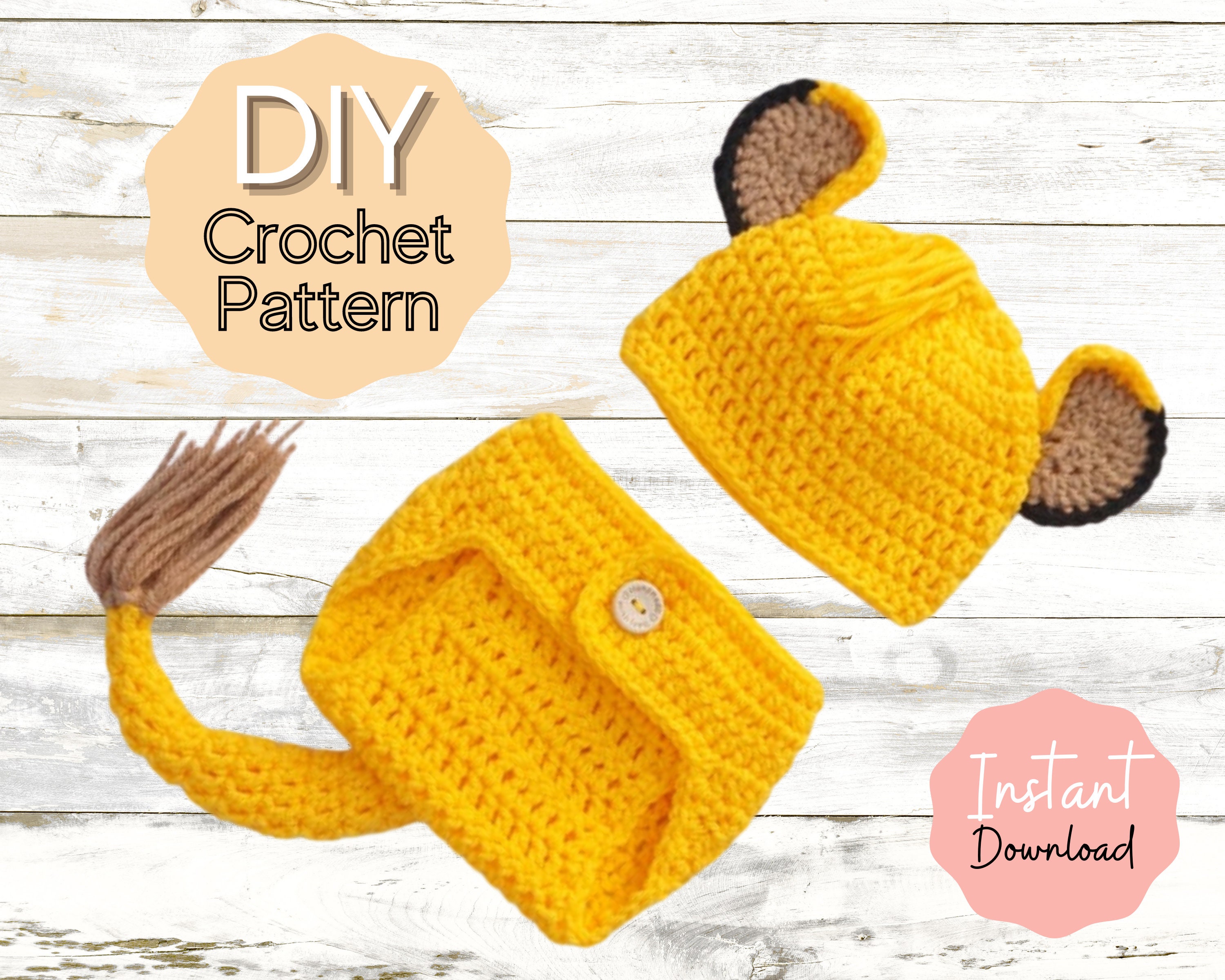 Crochet Pattern Lion Hat and Diaper Cover Set Photo Prop Baby Etsy Sweden