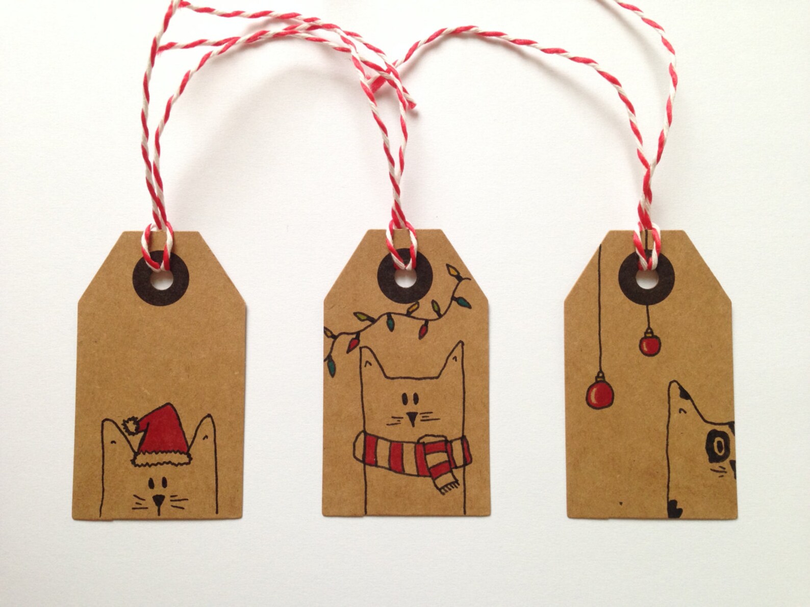 Christmas Cat Gift Tags Set of 3 Etsy