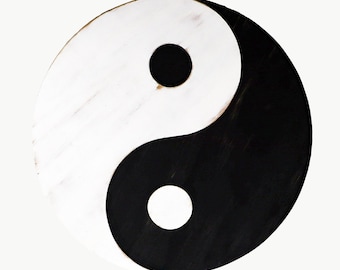 Yin Yang Sign Wall-Art Hanging: Distressed Yin-Yang Wall Art, Handcrafted Wooden Home Decor