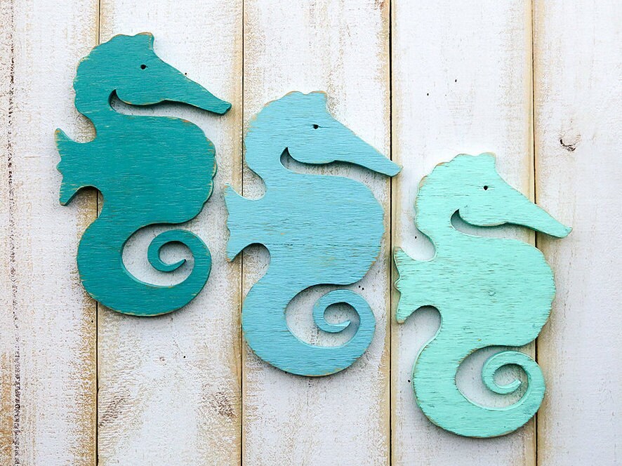 Seahorse Decor Nautical Wall Art Beach House Decor Coastal Etsy