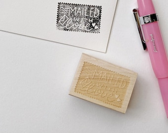 Mailed with Love Rubber Stamp for Snail Mail & Wedding Invitations