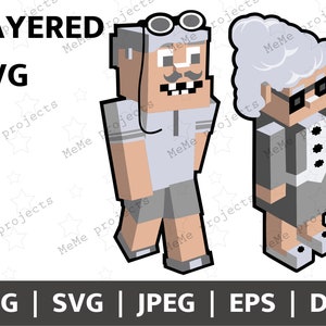 Grandma, Grandpa Block Craft: Delightful Digital Illustrations for Your Craft Project - Layered SVG, PNG, EPS & Silhouette dfx Files