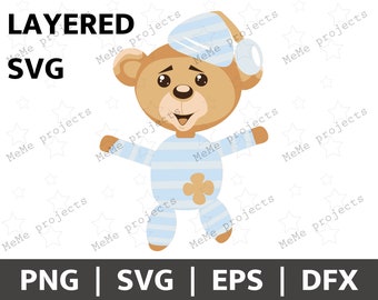 Berry The Teddy Bear | Layered Teddy Bear Cricut | Cartoon Teddy Bear SVG | Cartoon Teddy Baby Bear | Teddy Bear PNG | Teddy Bear Clipart