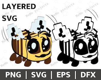 Bumble Bee | Block Bee Cricut | Layered Bee SVG PNG EPS | Cartoon Bee | Bee Outline | Bee Clipart | Cute Bee | Silhouette dfx | Blockcraft